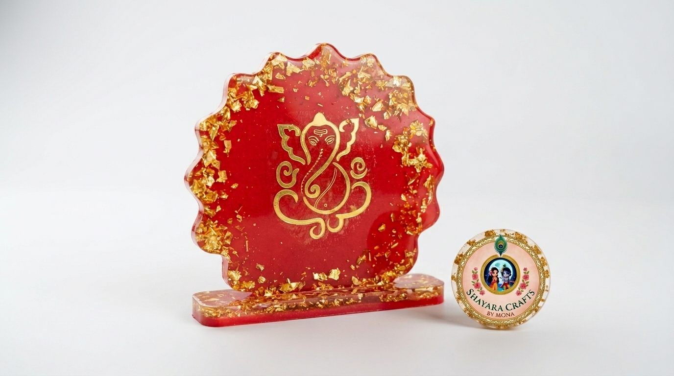 Ganesh Circular Standie — handmade resin art personalized gift Delhi NCR | Shayara Crafts