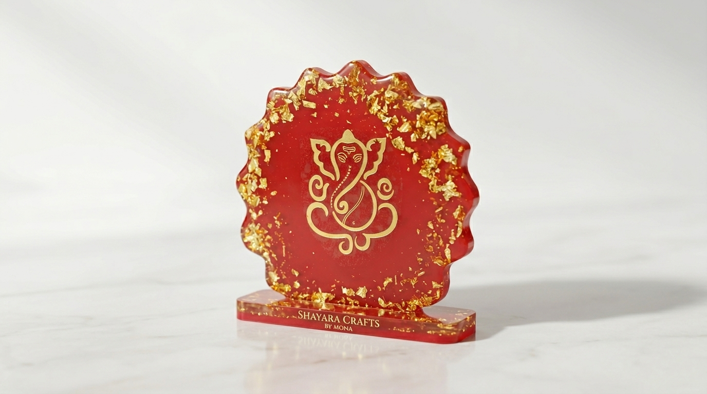 Ganesh Car Stand — handmade resin art personalized gift Delhi NCR | Shayara Crafts