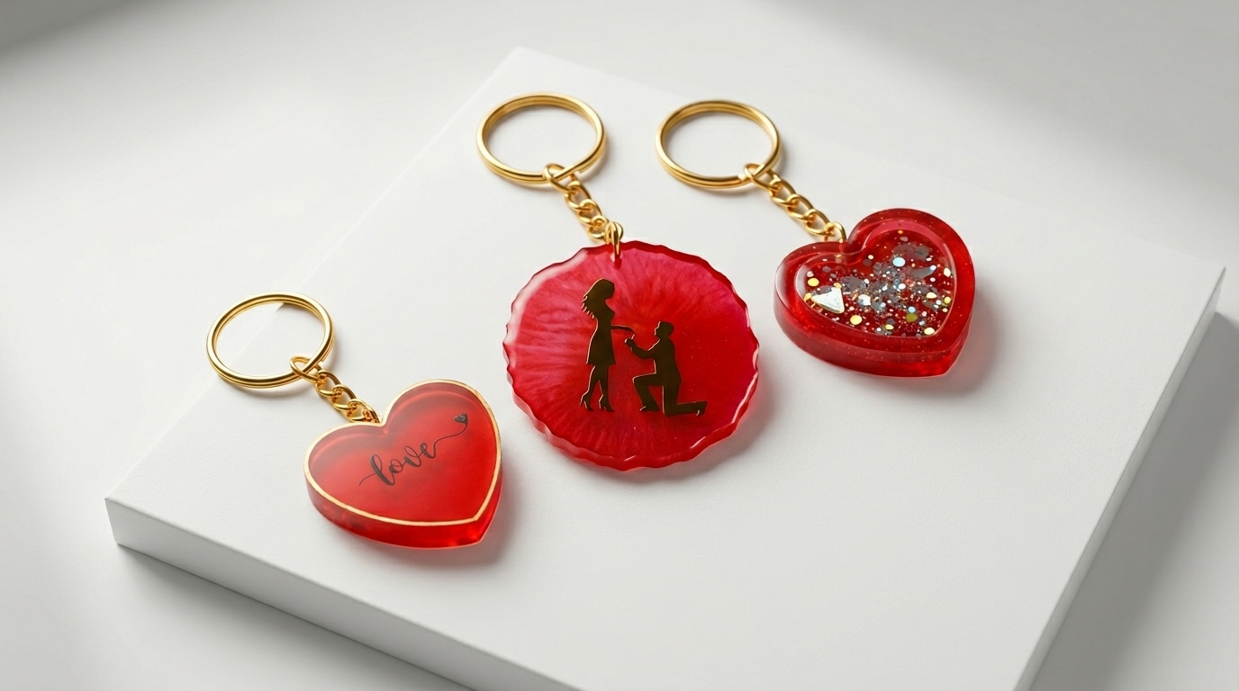 Love Heart Keychains — handmade resin art personalized gift Delhi NCR | Shayara Crafts