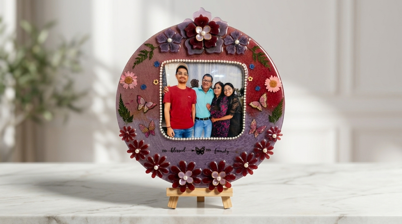 Family Photo Frame — handmade resin art personalized gift Delhi NCR | Shayara Crafts