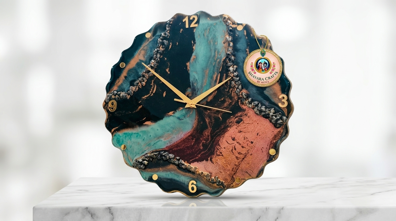 Floral Fusion Wall Clock — handmade resin art personalized gift Delhi NCR | Shayara Crafts