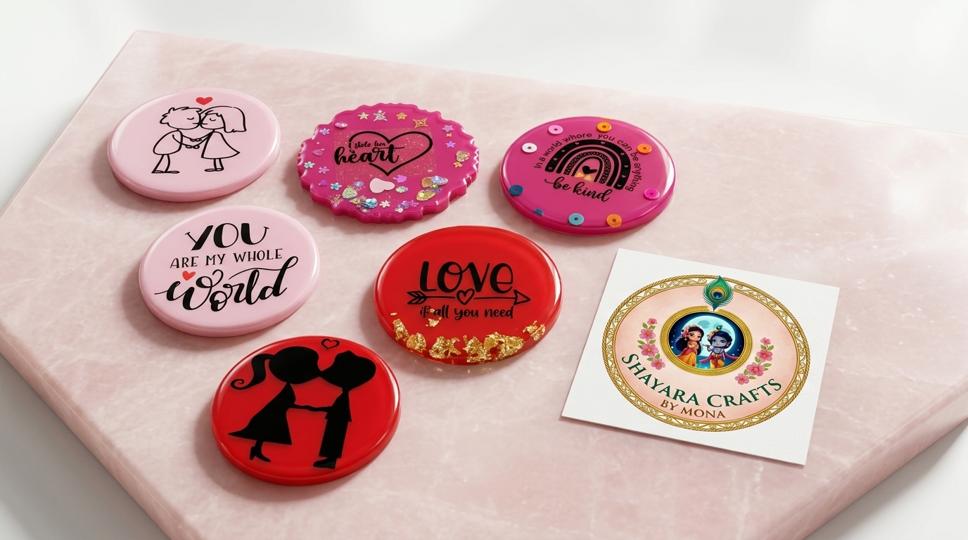 Valentine Resin Magnets — handmade resin art personalized gift Delhi NCR | Shayara Crafts
