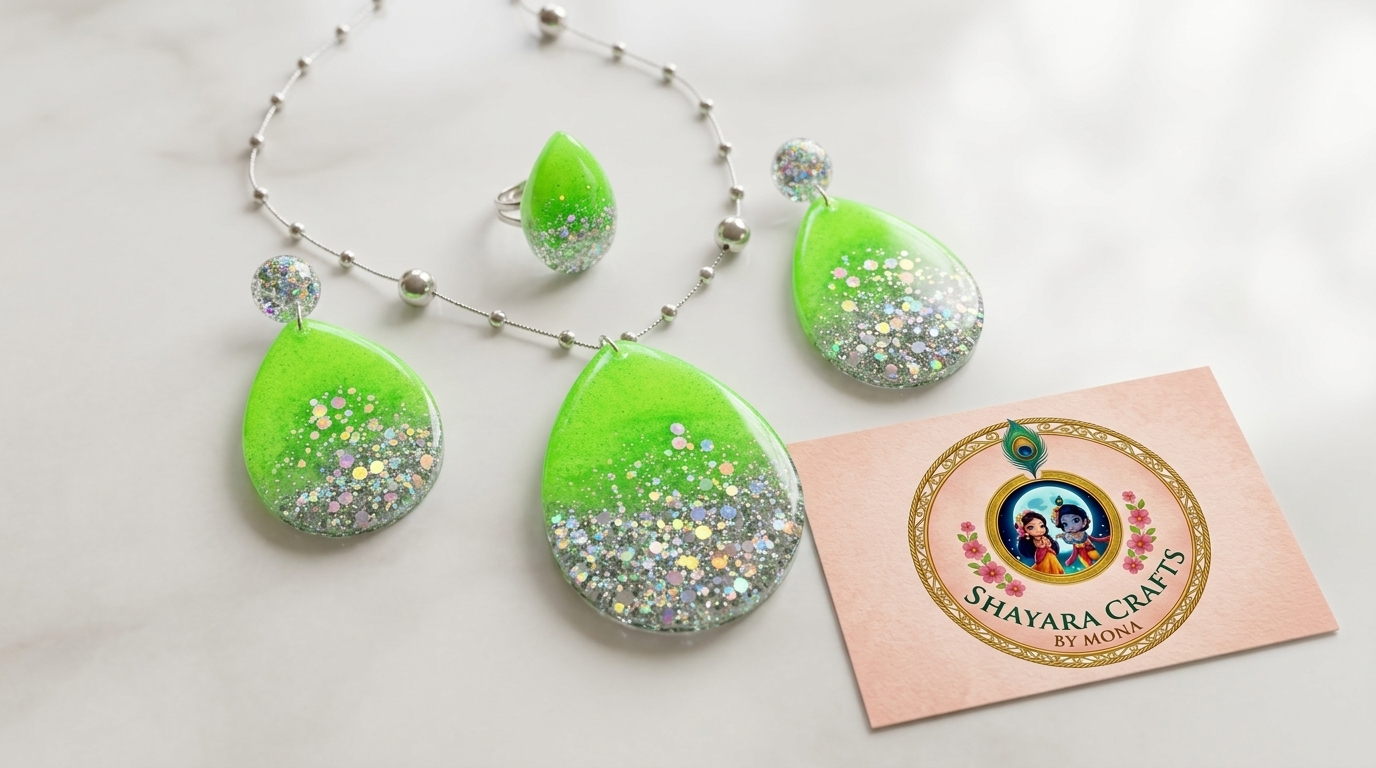 Resin Jewellery Set — handmade resin art personalized gift Delhi NCR | Shayara Crafts