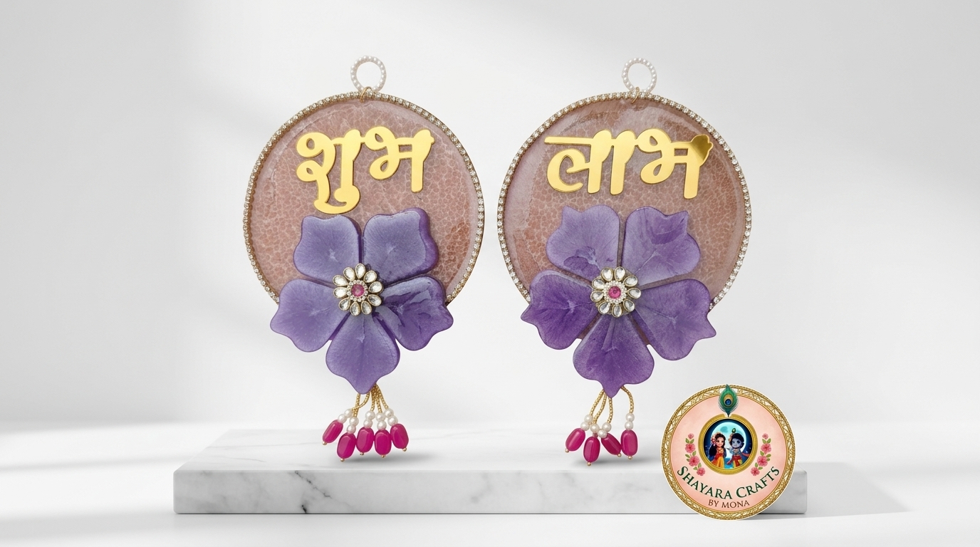Shubh Labh Hanging — Premium — resin varmala & flower preservation festive gift Delhi NCR | Shayara Crafts