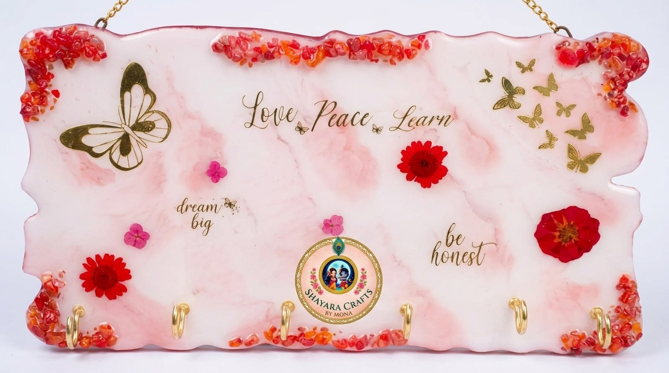Wooden Resin Key Holder — handmade resin art personalized gift Delhi NCR | Shayara Crafts